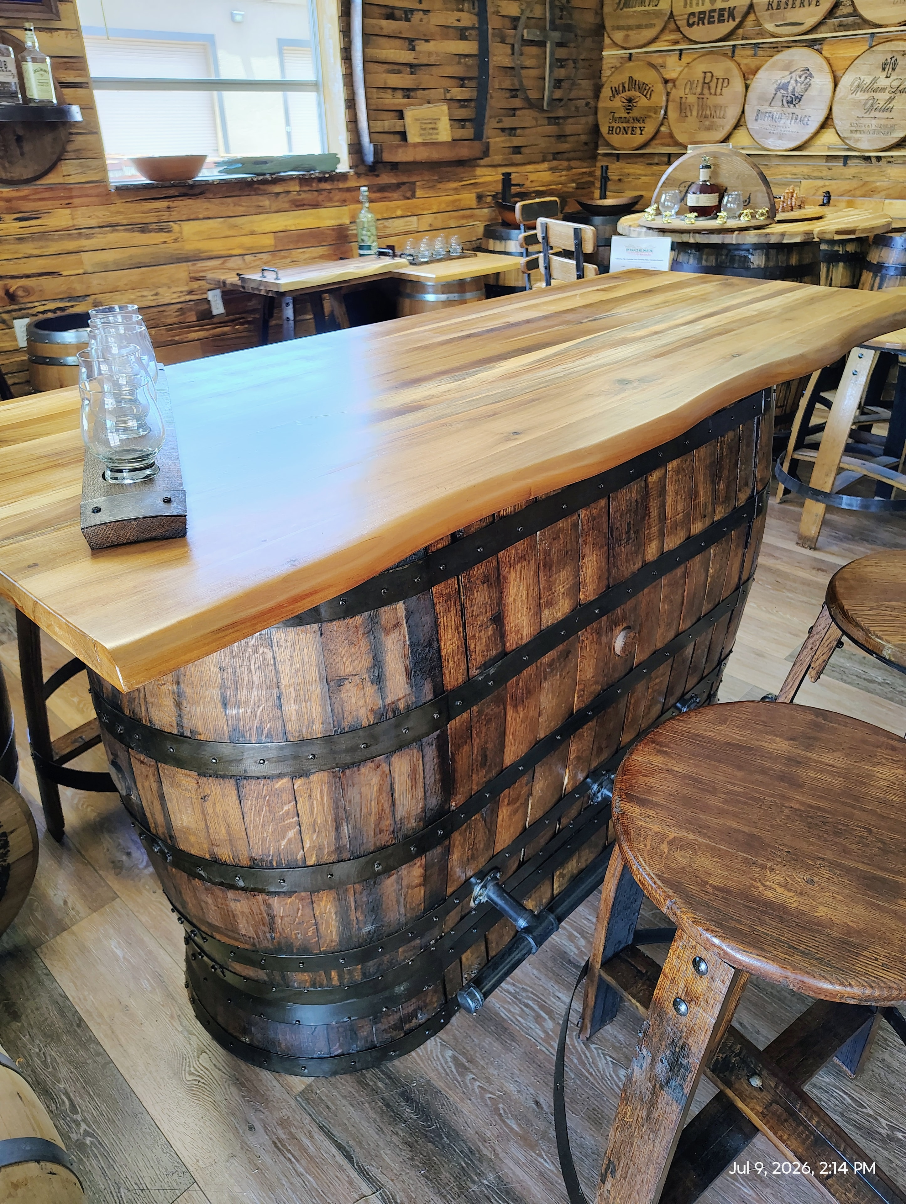 Whiskey Barrel Bar Top